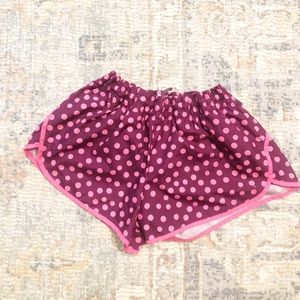 Maroon and Pink Polka Dot Running Shorts XL